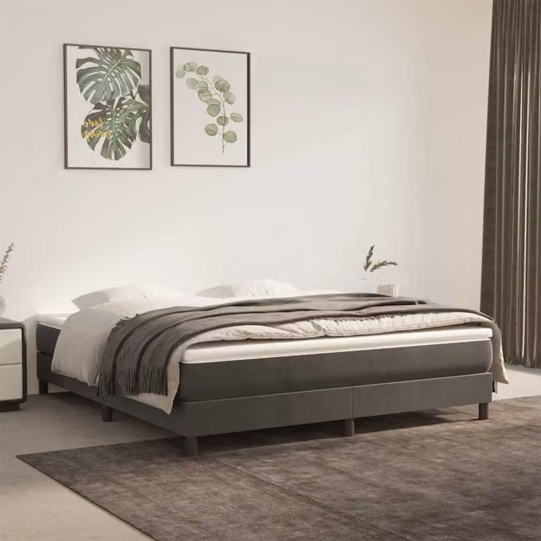 vidaXL Materasso Ibrido in Velluto Grigio e Bianco L: 160 cm, P: 210 cm, H: 20 cm