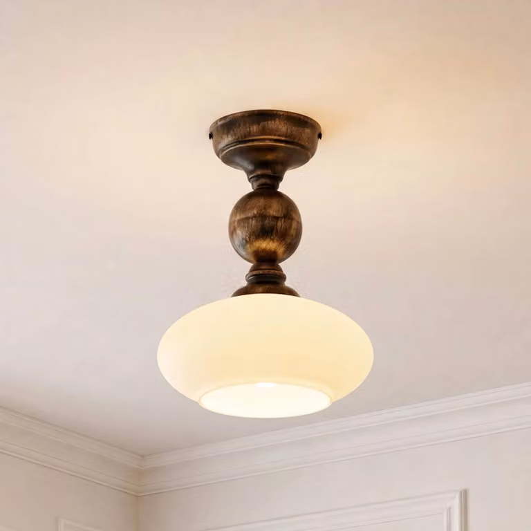 Plafoniera soffitto Bolero Jupiter, dimmerabile, Crema / Ambra, Soggiorno / Sala da pranzo, Metallo, Antico, Plafoniera
