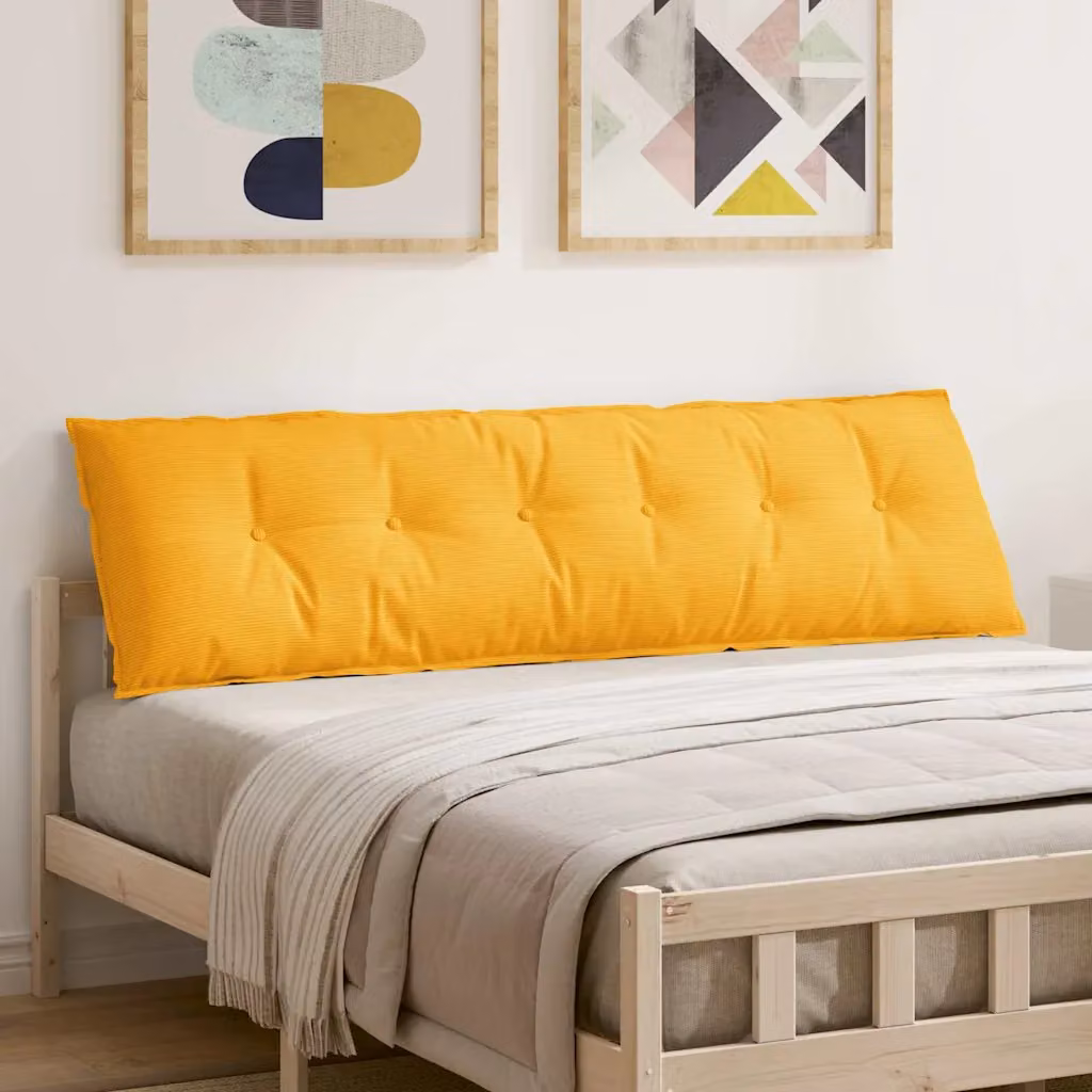 vidaXL Cuscino per Schiena Giallo con Rivestimento in Velluto a Costine e Copertura Rimovibile L: 180 cm, P: 50 cm