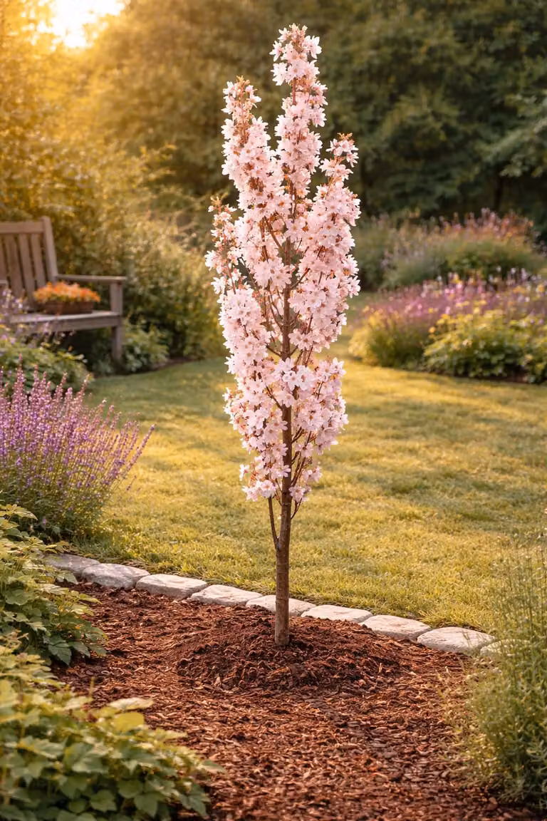 Ciliegio colonnare giapponese Amanogawa 100–120 cm – Prunus serrulata, fiori rosa, albero ornamentale slanciato per giardino e terrazza