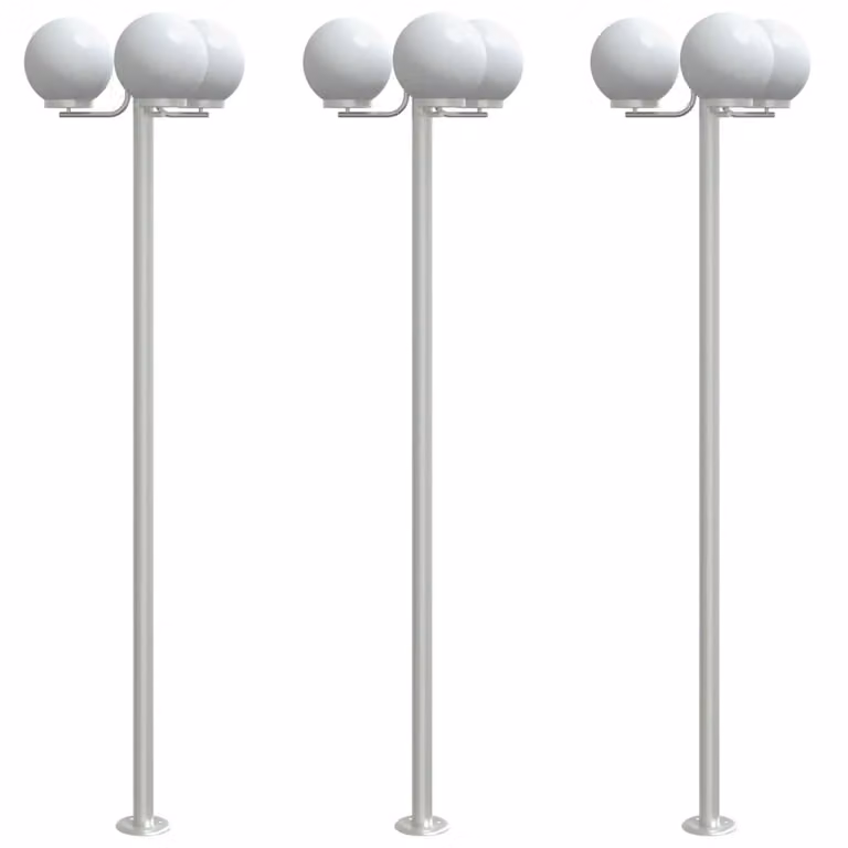 Lampade da Terra per Esterni 2pz Argento 215cm in Acciaio Inox