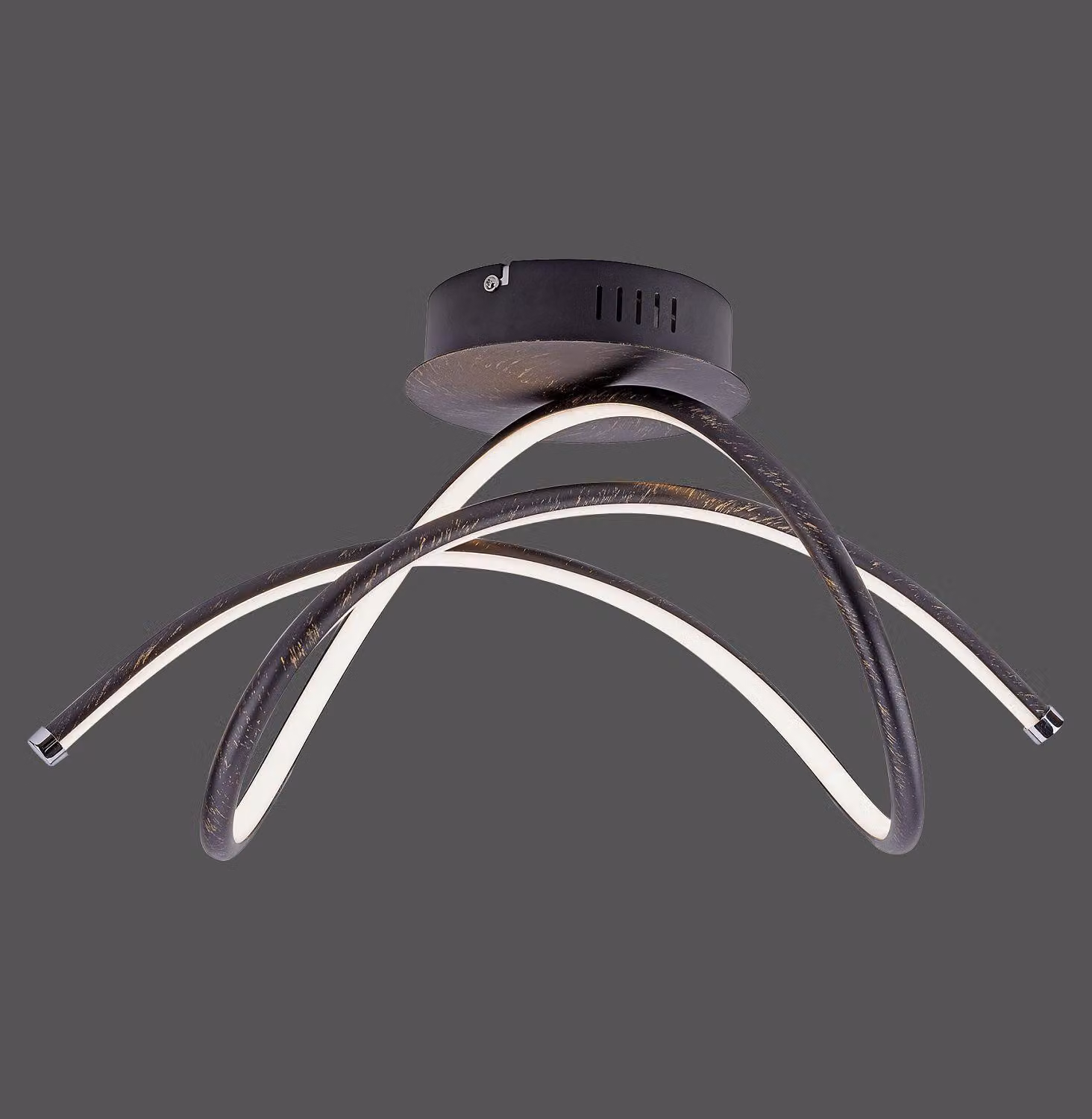 Plafoniera LED, curva, color ruggine, lunghezza 51 cm