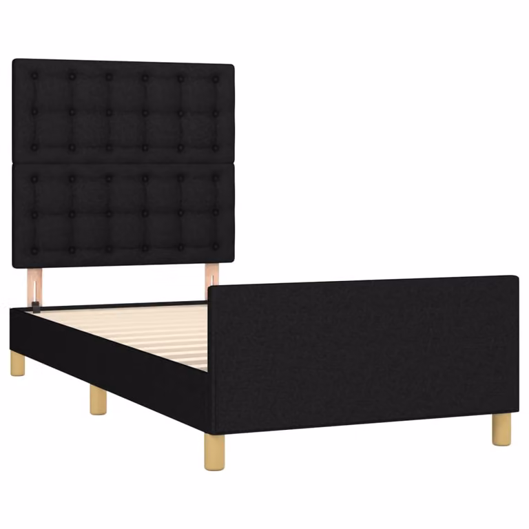Giroletto con Testiera Nero 80x200 cm in Tessuto