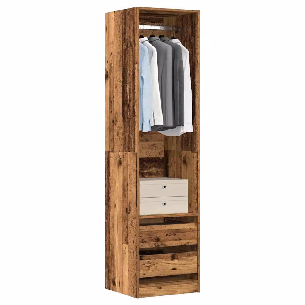 Armadio in legno stile antico vidaXL colore marrone con cassetti integrati e ripiani L/P/H: 50 x 50 x 200 cm