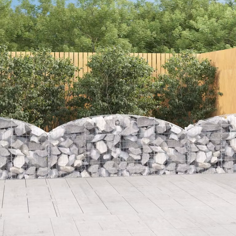 Cesto Gabbione ad Arco vidaXL in Ferro Zincato Grigio L: 200 cm, P: 30 cm, H: 60/80 cm