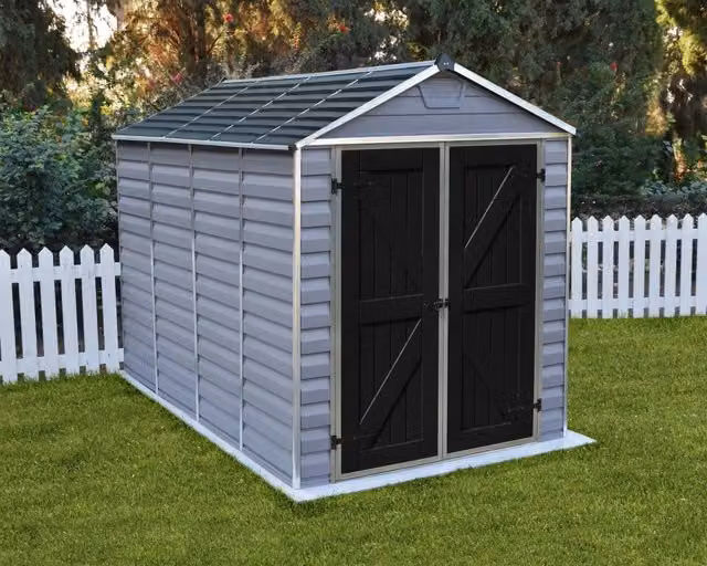 Casetta da giardino Palram Skylight in policarbonato e alluminio con finestre e serratura, Grigio Deco, L: 303 cm, P: 185 cm, H: 217 cm