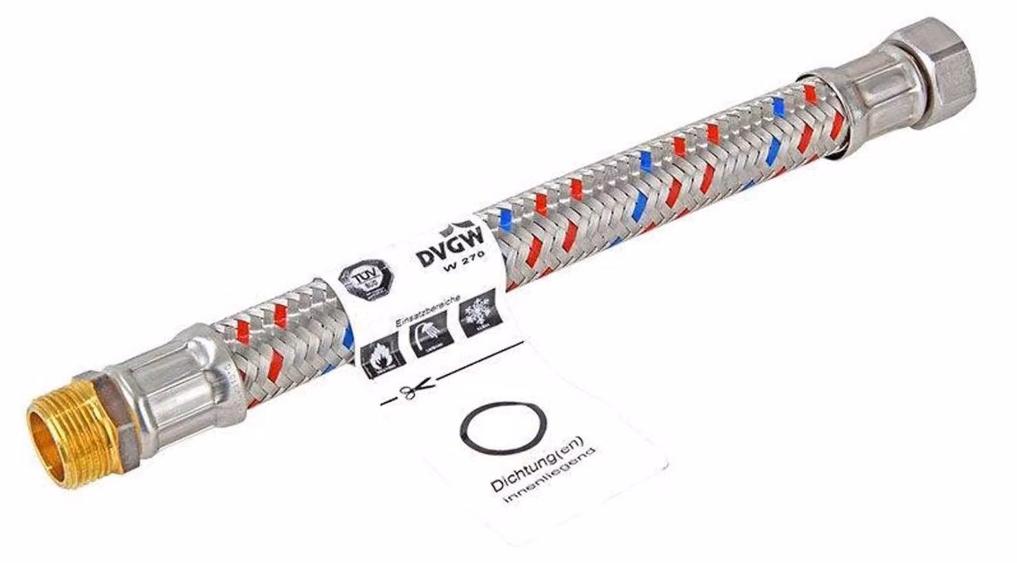 Tubo flessibile per pannelli solari Meiflex, attacco da 3/4 di pollice filettato interno x 3/4 di pollice filettato esterno, diametro interno 18 mm, lunghezza 300 mm, attacco da 3/4 di pollice filettato interno x 3/4 di pollice filettato esterno, diametro