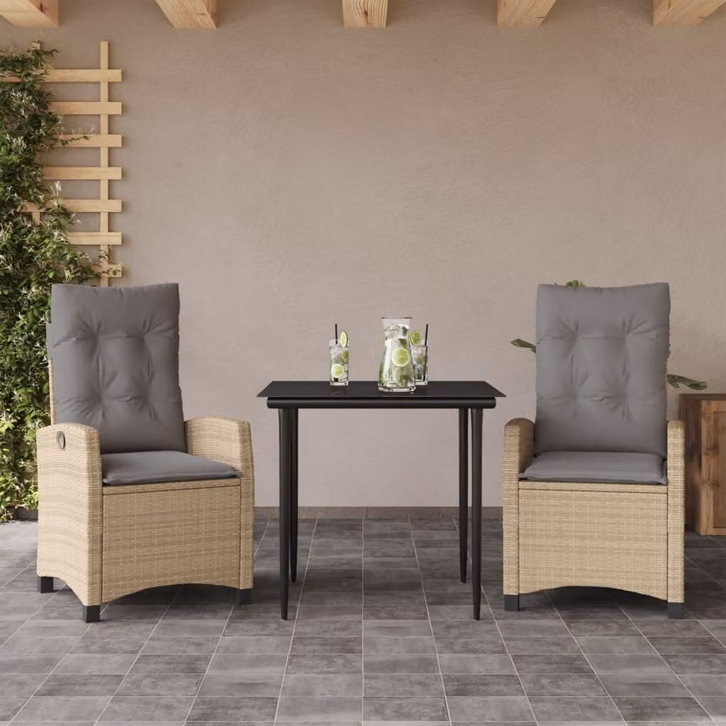 Maison Exclusive - Set Pranzo da Giardino 3 pz con Cuscini Beige Misto Polyrattan