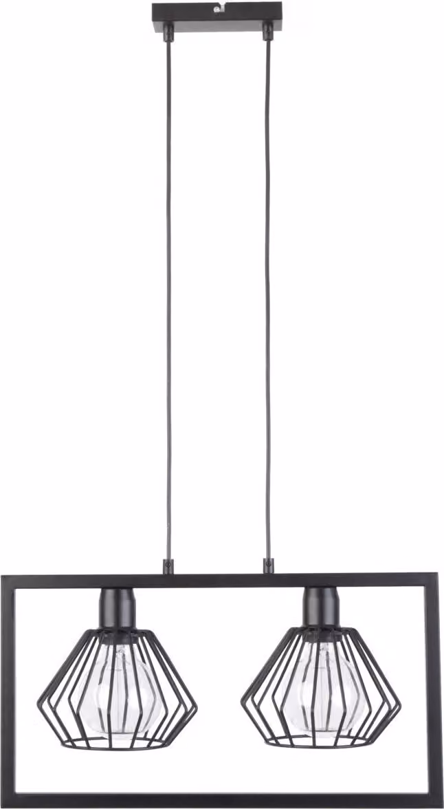 Lampada a sospensione Saga nera 2xE27x15W in metallo, dimensioni: 90x50x13 cm, IP20, Sigma Lighting