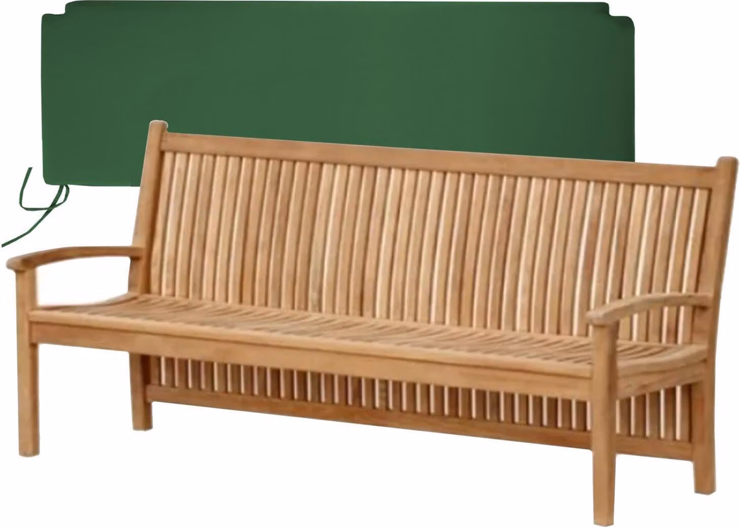 Teakholz Bank Pescara 180cm Massivholz Wetterfest + Sitzkissen Grün