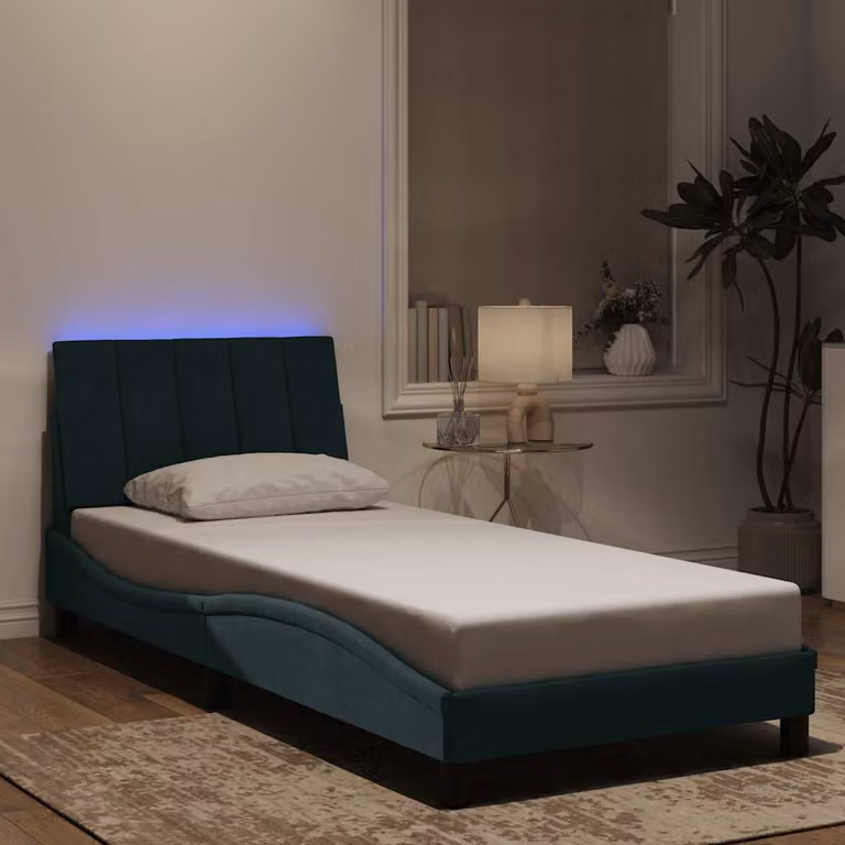 vidaXL Giroletto Hanko Verde Scuro in Velluto con LED e Porta USB, L/P/H: 90 x 190 cm