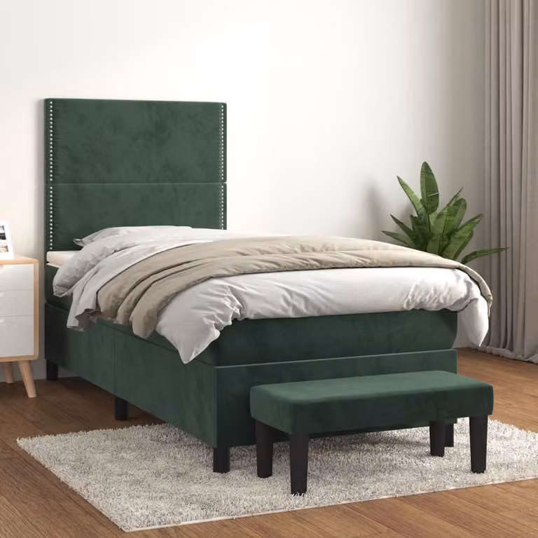 Maison Exclusive - Giroletto a Molle con Materasso Verde Scuro 90x200 cm Velluto