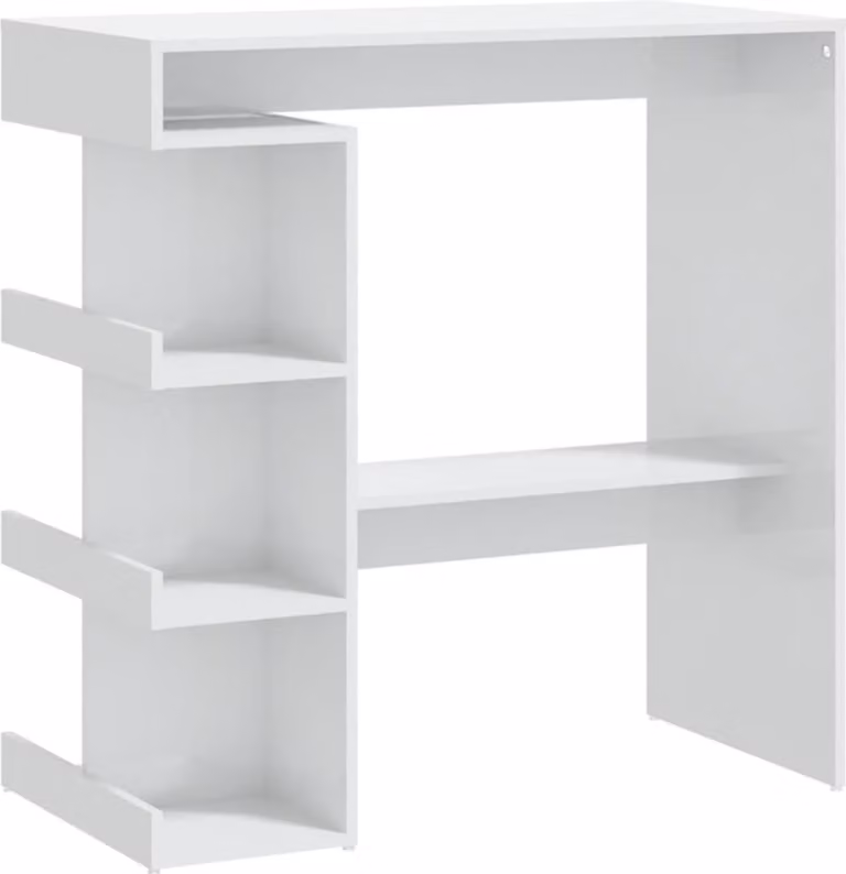 Tavolo da Bar con Ripiani Bianco Lucido 100x50x101,5 cm