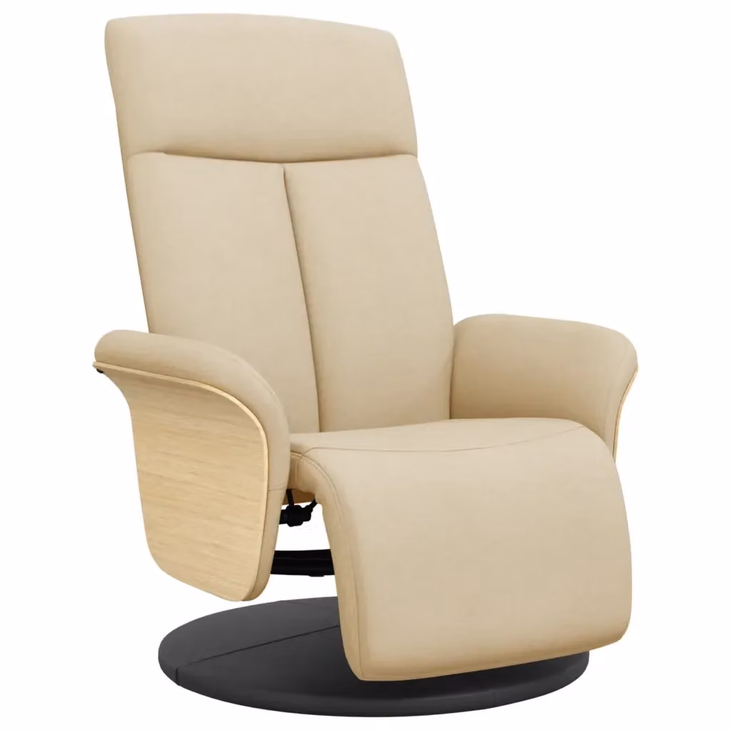Poltrona Reclinabile con Poggiapiedi vidaXL in Tessuto Beige con Sedia Relaxing Girevole 360 Gradi e Regolazione Manuale – 2