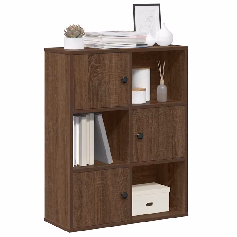 Libreria moderna vidaXL in legno multistrato e MDF, colore marrone, L 60 cm x P 24 cm x H 76,5 cm