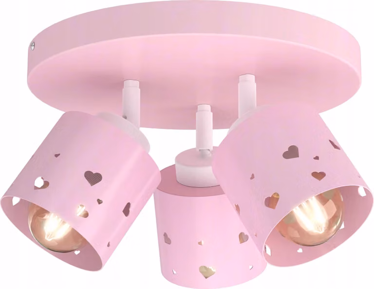 Lampada da soffitto per bambine, lampadario a LED E27 con cuori rosa