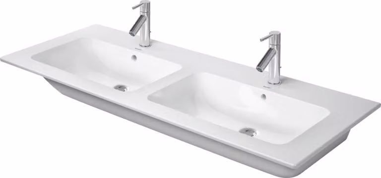 Duravit ME by Starck lavabos doubles pour meubles, avec trop-plein, 2 trous pour robinets, 1300mm, 233613AC00, 233613AC00