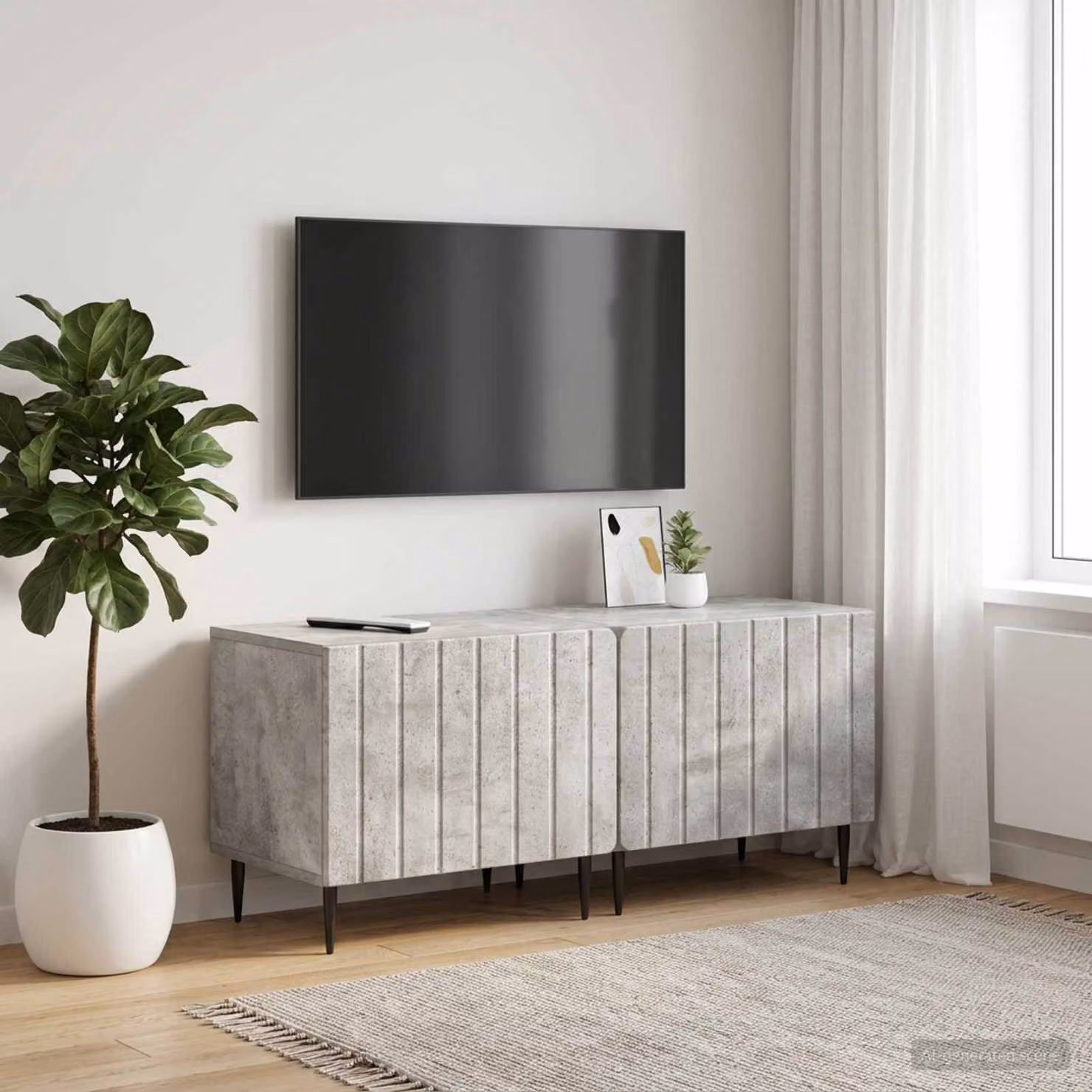 Mobile TV moderno vidaXL in legno ingegnerizzato e MDF, Grigio Cemento, L: 120 cm, P: 40 cm, H: 49 cm