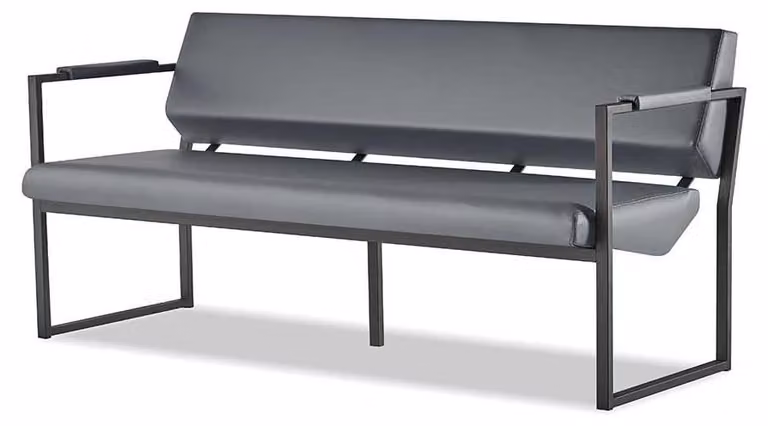 Sofa 3-Sitzer Dreisitzig Büro Schwarz Ledersofa Modern Leder Edelstahl