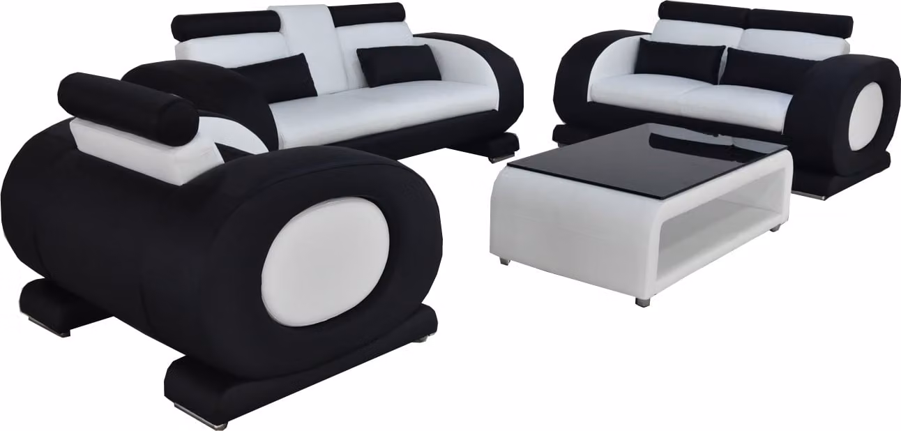 Sofa Couch Leder Sitz 3+2+1 Komplett Set Garnitur Designer Moderne Polster