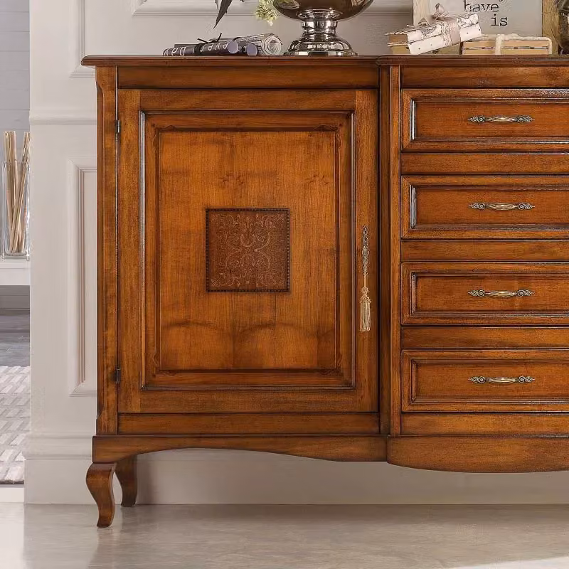 Credenza con 2 porte e 4 cassetti con intarsio Bassano in legno marrone Mobili 2G L: 200 cm, P: 52 cm, H: 113 cm – 3