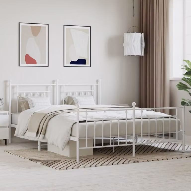 vidaXL Giroletto con testiera e pediera in metallo bianco 183x213 cm - Giroletto - Cornici per letti - Giroletto - Letto