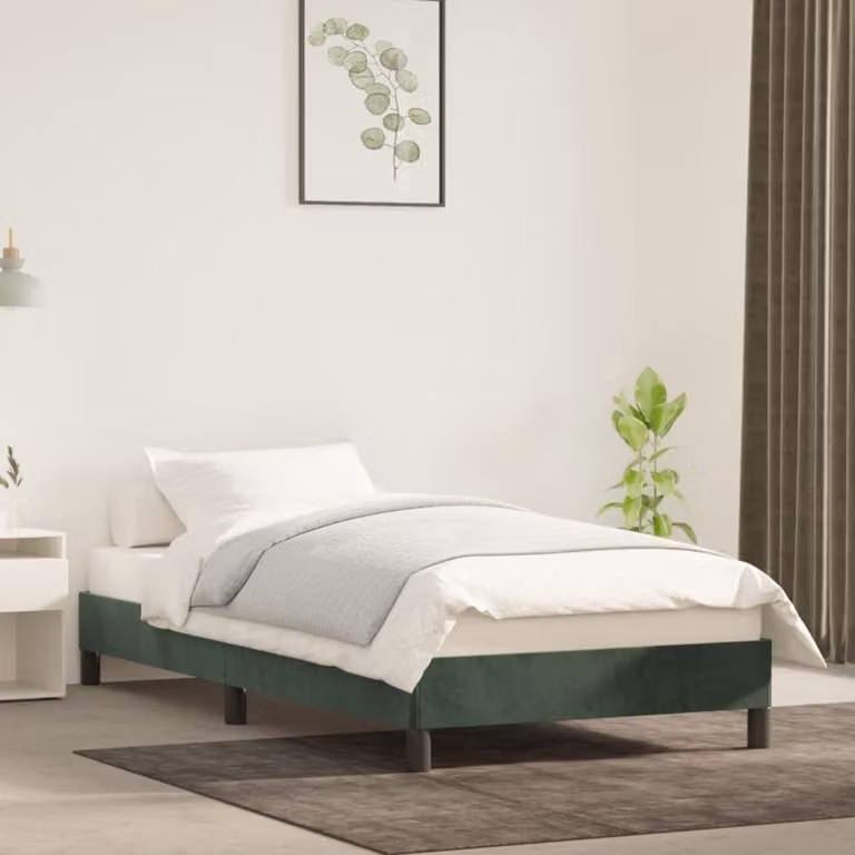 The Living Store Struttura letto in velluto verde scuro 90x200 cm