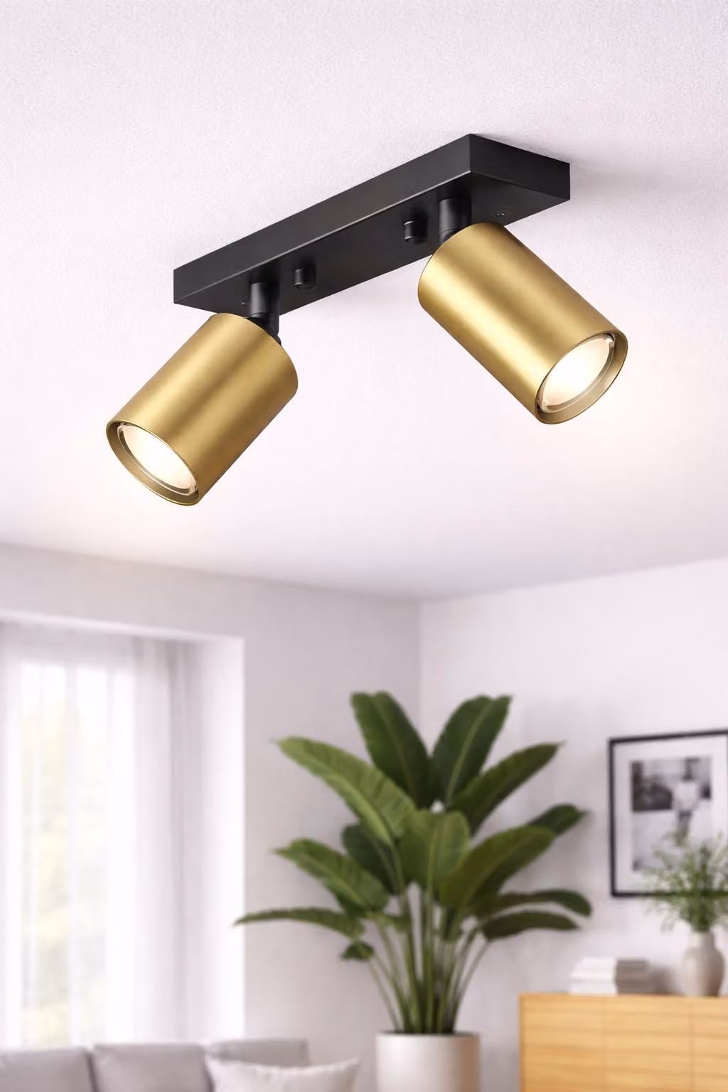 Faretto da soffitto a LED a 2 luci con attacco GU10, orientabile a 350° – moderno faretto da soffitto dorato Braytron