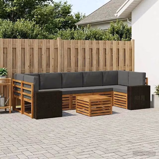 Set di divani da esterno 8 pz Naturale e Antracite 3384153