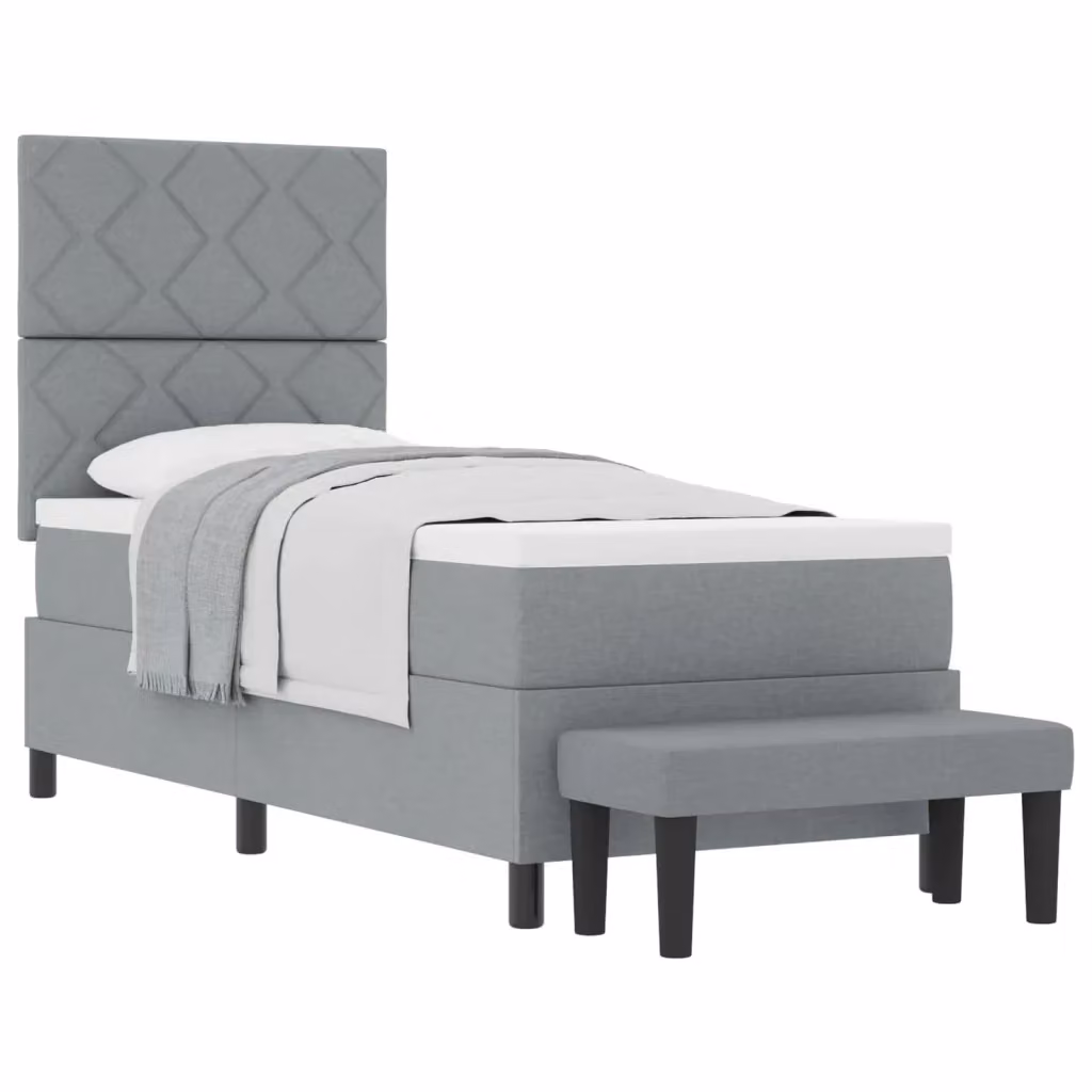 Letto ibrido con materasso e testiera vidaXL in tessuto grigio L: 80 cm, P: 200 cm, H: 128 cm – 2