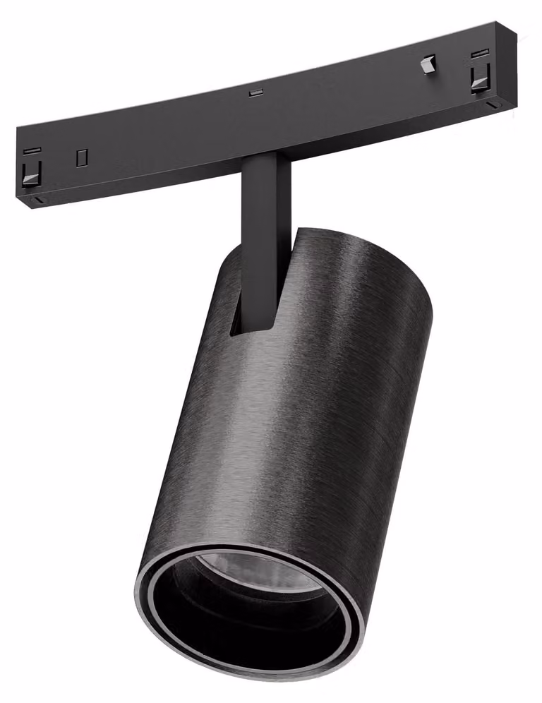 ARELUX XNET ADJ. MINI PROIETTORE per PROFILI CURVI, tecnologia DALI, 18W, 48V DC, indice di resa cromatica (CRI) 90, angolo di emissione 25°, abbagliamento UGR < 13, finitura "FOGGY NICKEL", temperatura di colore 4000K