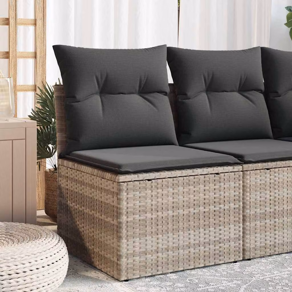 Sedia da giardino senza braccioli con cuscini vidaXL in polyrattan grigio chiaro