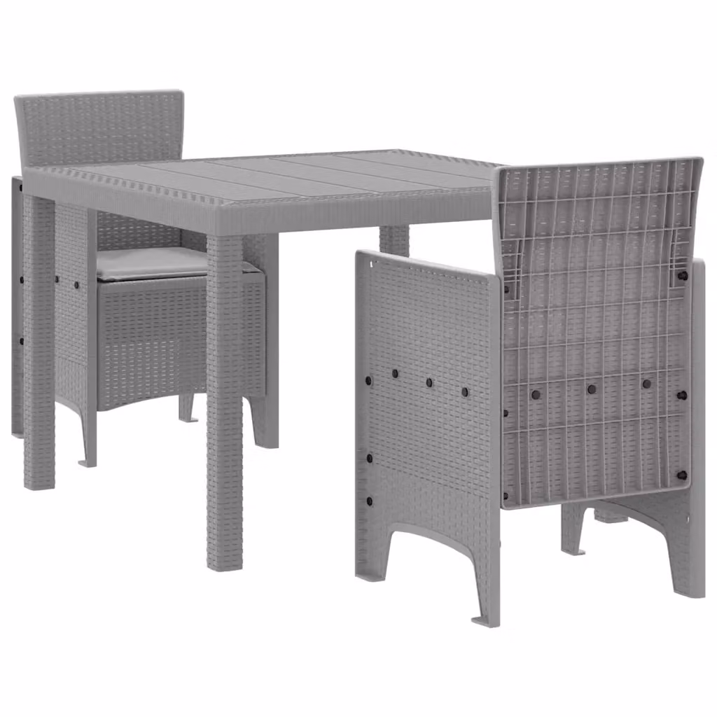 Set da pranzo per giardino e terrazzo vidaXL in rattan grigio con design minimalista – 2