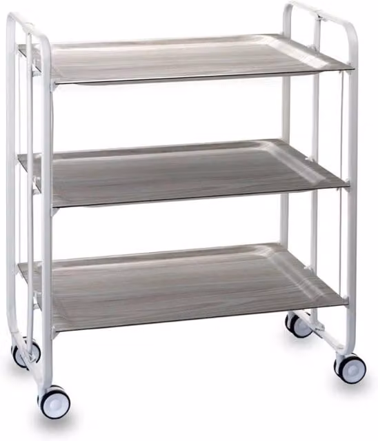 Carrello da cucina pieghevole bianco con ruote BAUHAUS 3 ripiani