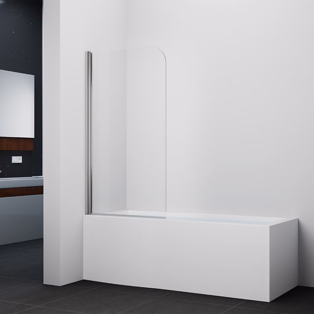 MARWELL Paravento pieghevole per vasca da bagno a 1 anta 140x80cm - paravento trasparente per vasca da bagno - cabina doccia