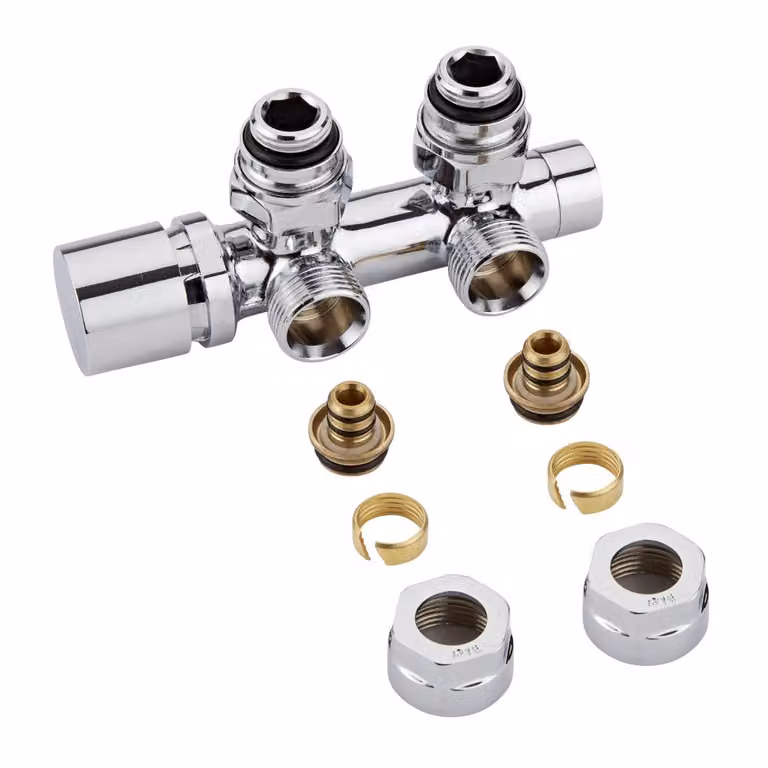 Valvole a Squadra Multiblock H per Radiatori con Adattatori Ø16mm Multistrato