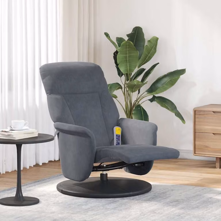 vidaXL Poltrona Reclinante Relax in Velluto Grigio con Poggiapiedi e Braccioli