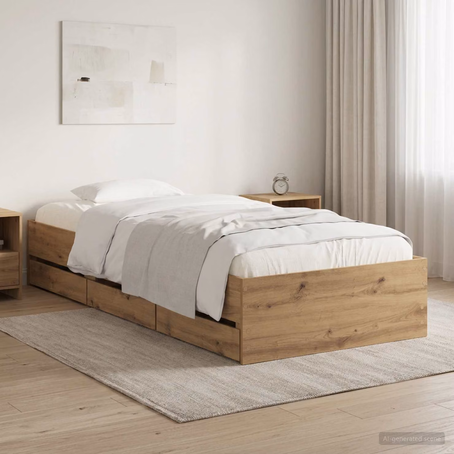 vidaXL Letto moderno con contenitore e cassetti in legno color marrone L/P/H: 200 x 90 x 140 cm