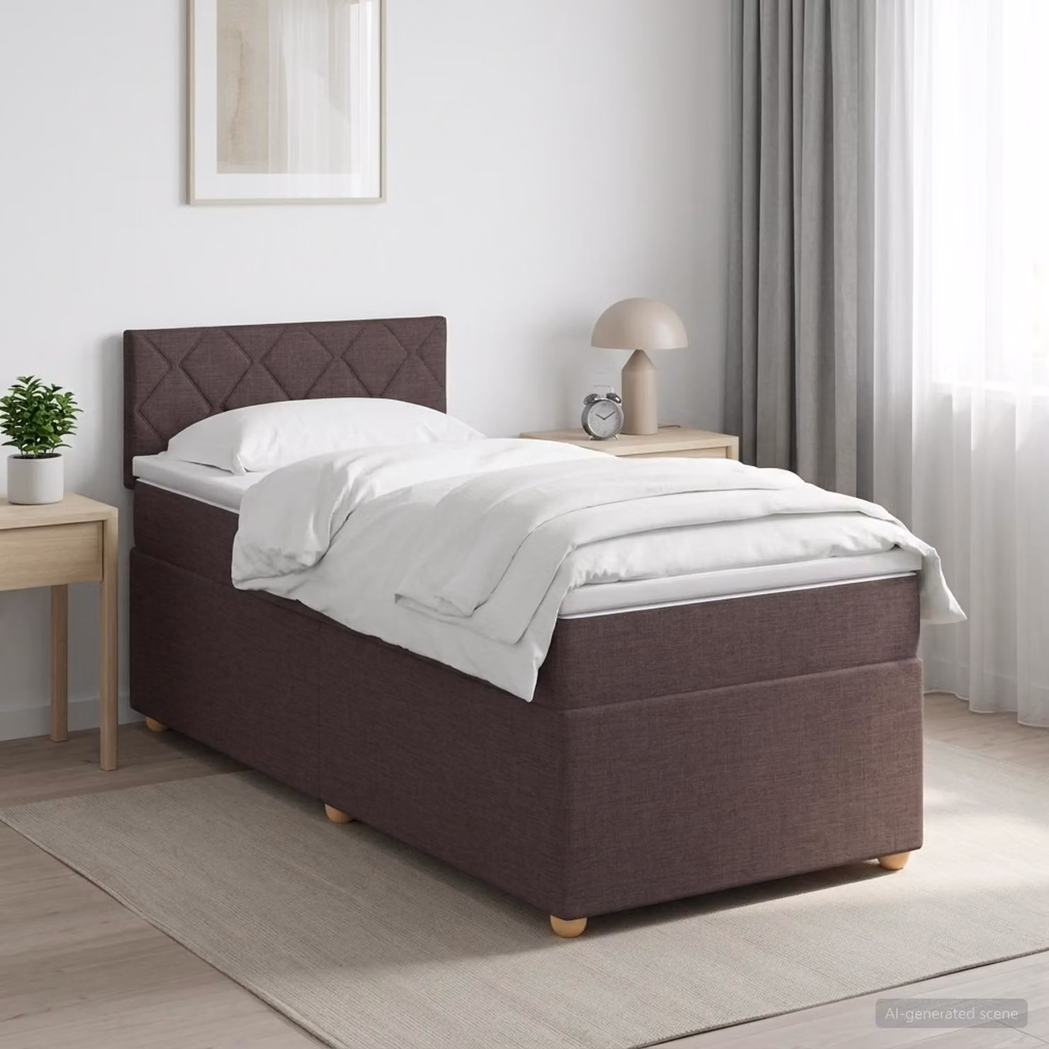 Letto box spring con materasso ibrido vidaXL Marrone e Bianco L/P: 90 x 200 cm