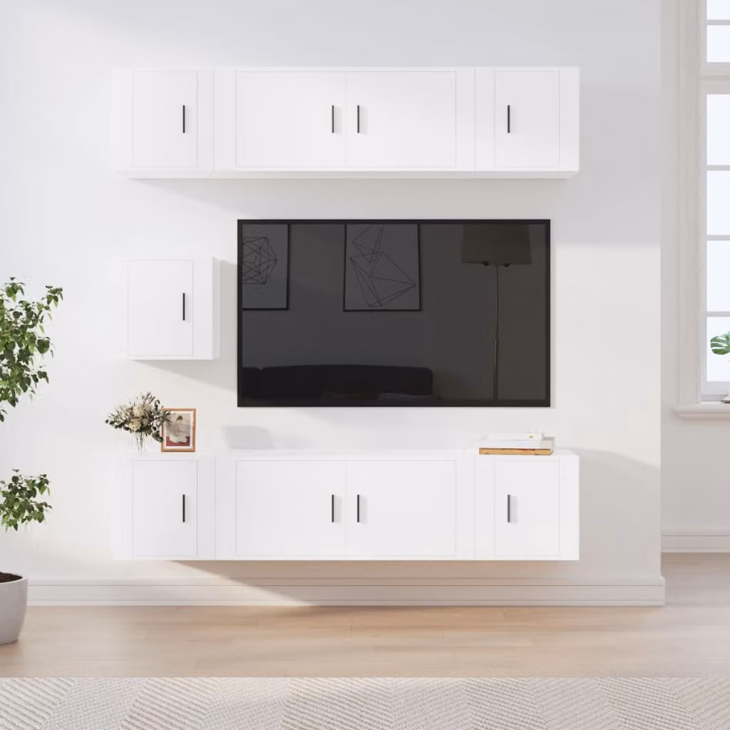 Set di mobili porta TV vidaXL in 7 pezzi bianco in legno e MDF per il tuo soggiorno