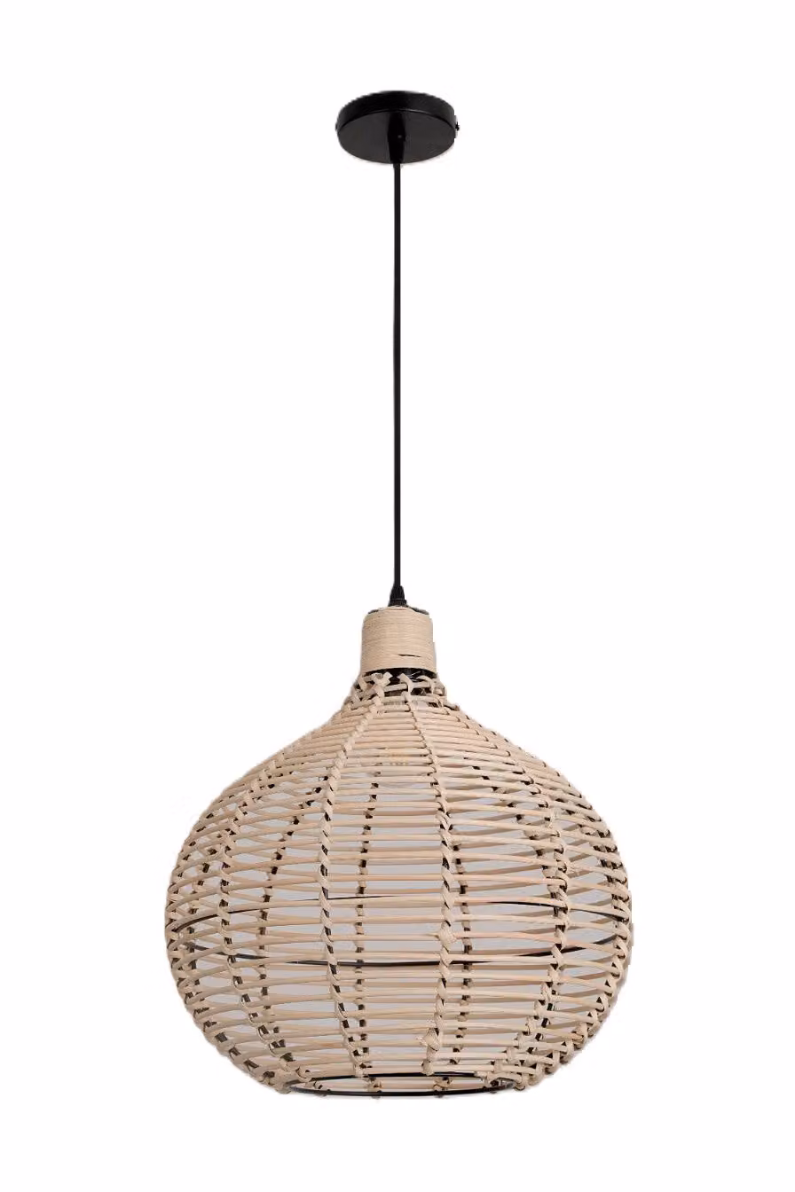 REDDI piccola lampada a sospensione Boho RATTAN decorativa intrecciata naturale a sbalzo lampada a sospensione soggiorno rattan tavolo da pranzo lampada a sospensione sala da pranzo colore: naturale (Ø36cm)