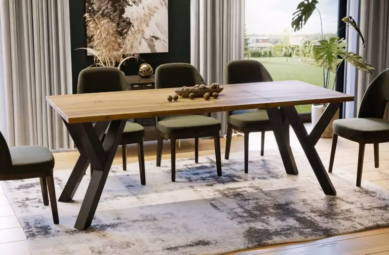 Tavolo da pranzo Endo-Möbel Pier 130cm - 210cm tavolo da cucina allungabile con struttura in metallo (rovere Wotan)