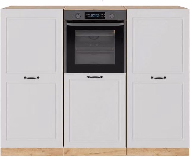 Cucina componibile Vicco R-Line in stile country Bianco rustico e Rovere dorato L: 180 cm
