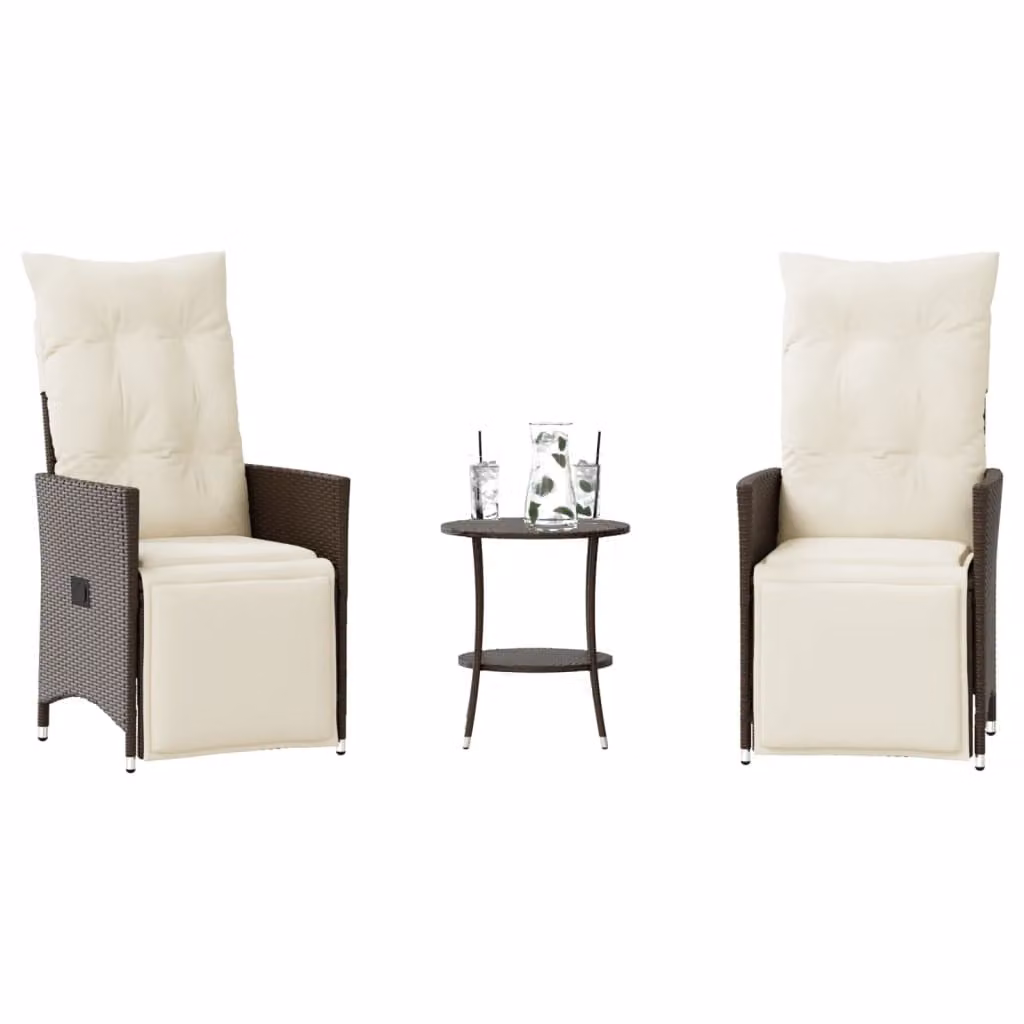Maison Exclusive - Set da bistrot 3 pezzi con cuscini Marrone Poly Rattan
