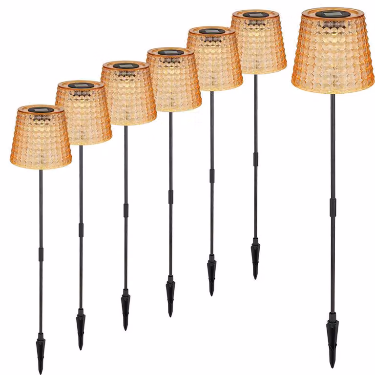 6 lampade a LED da incasso, a energia solare, nere, resistenti agli schizzi, altezza 60 cm