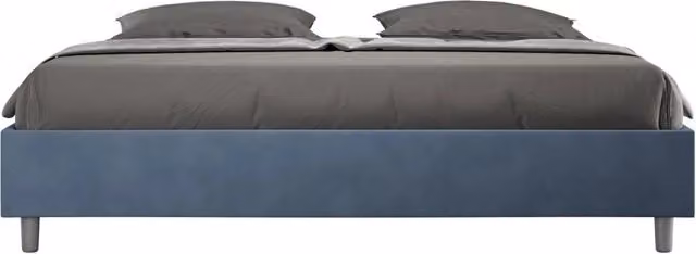 Letto matrimoniale king size senza rete imbottito 190x200 microfibra blu Azelia