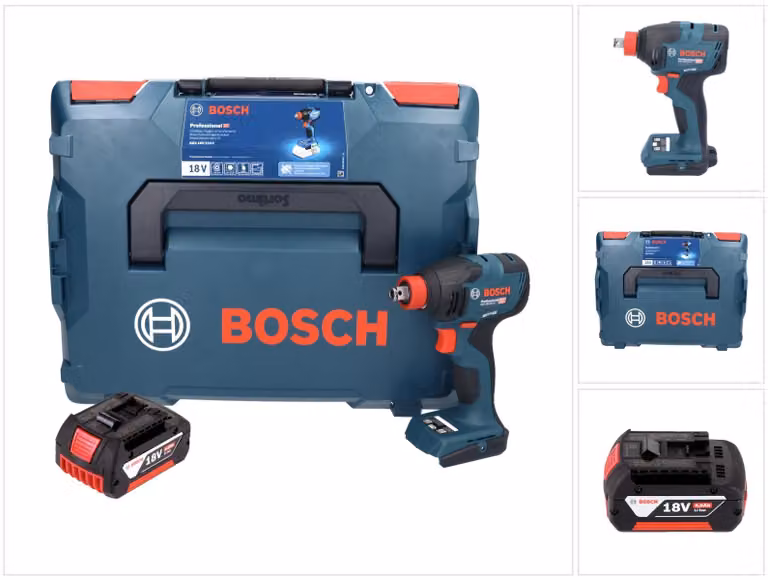 Bosch GDX 18V-210 C Avvitatore a impulsi professionale a batteria 18 V 210 Nm brushless + 1x batteria ricaricabile 4,0 Ah + L-Boxx - senza caricabatterie
