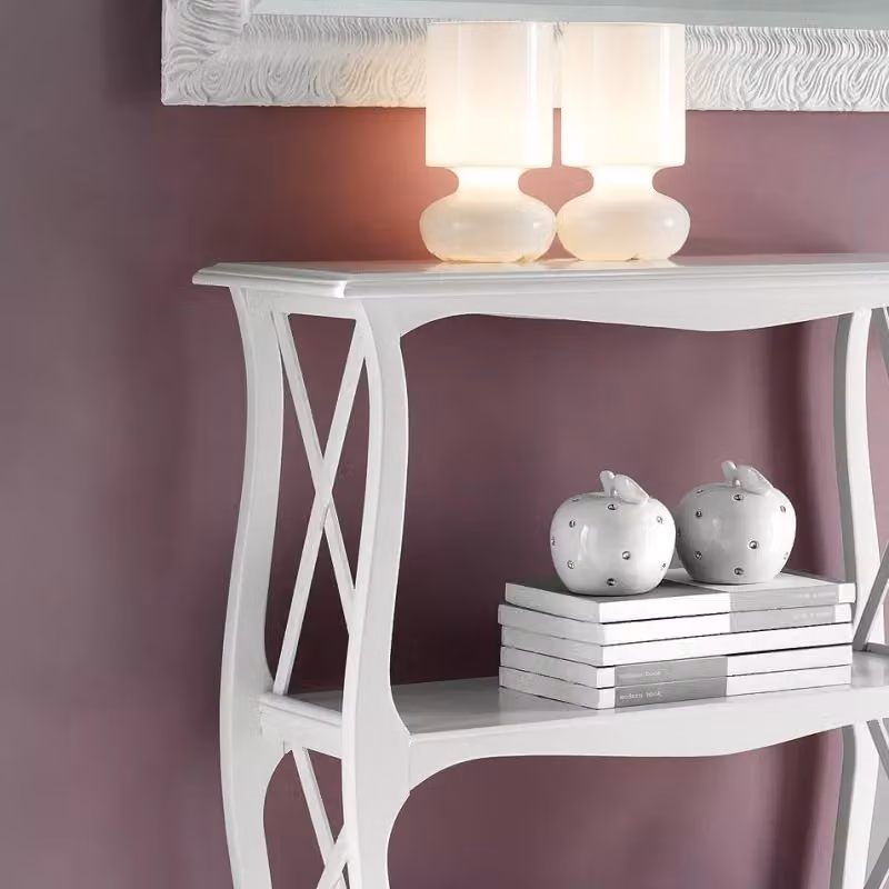 Consolle etagere in legno bianco opaco Mobili 2G L/P/H: 82 x 34 x 91 cm – 3