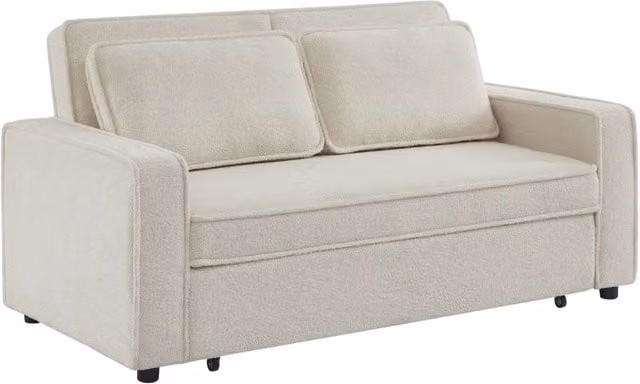 Divano letto bouclé, 2 posti, crema