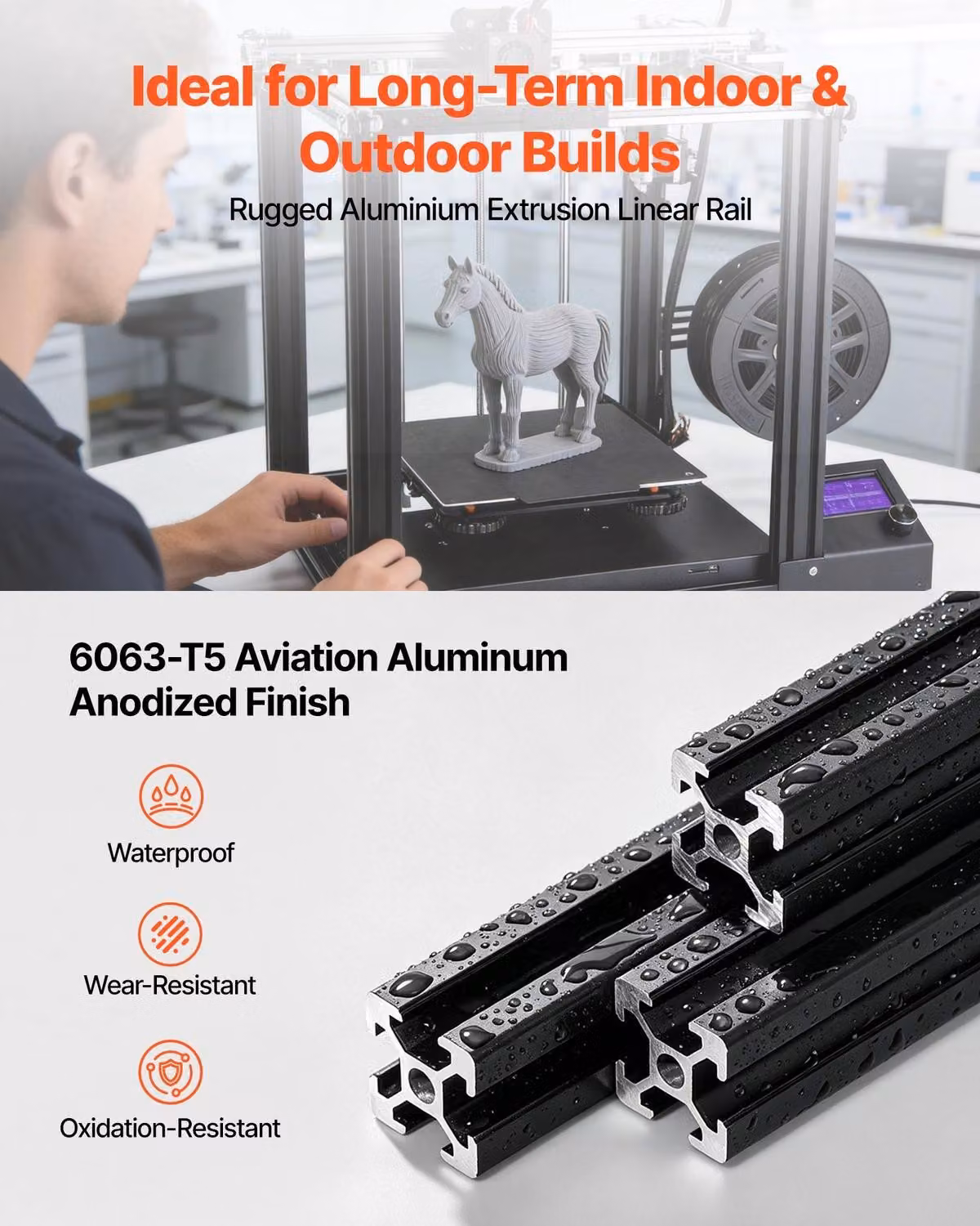 10 profili estrusi in alluminio 2020, lunghezza 1220 mm (48 pollici), con fessura a T, standard europeo, anodizzati, per guide lineari, realizzati in alluminio estruso ad alta resistenza, adatti per componenti di stampanti 3D e banchi da lavoro CNC fai-da